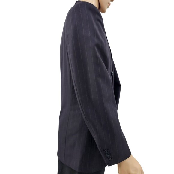 Canali Proposta Charcoal Pinstripe Double-Breasted Wool Blazer Size 48 - Picture 3 of 12